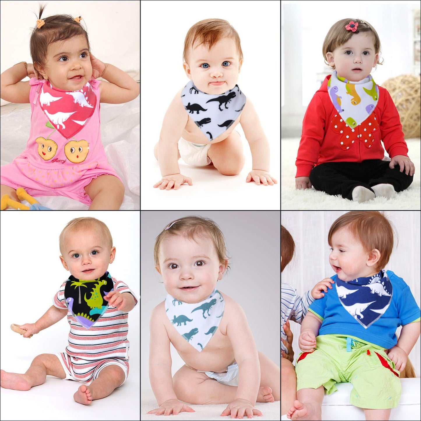 Maiwa 10-Pack Dinosaur Bandana Bibs For Baby Boys For Drooling Feeding And Teething