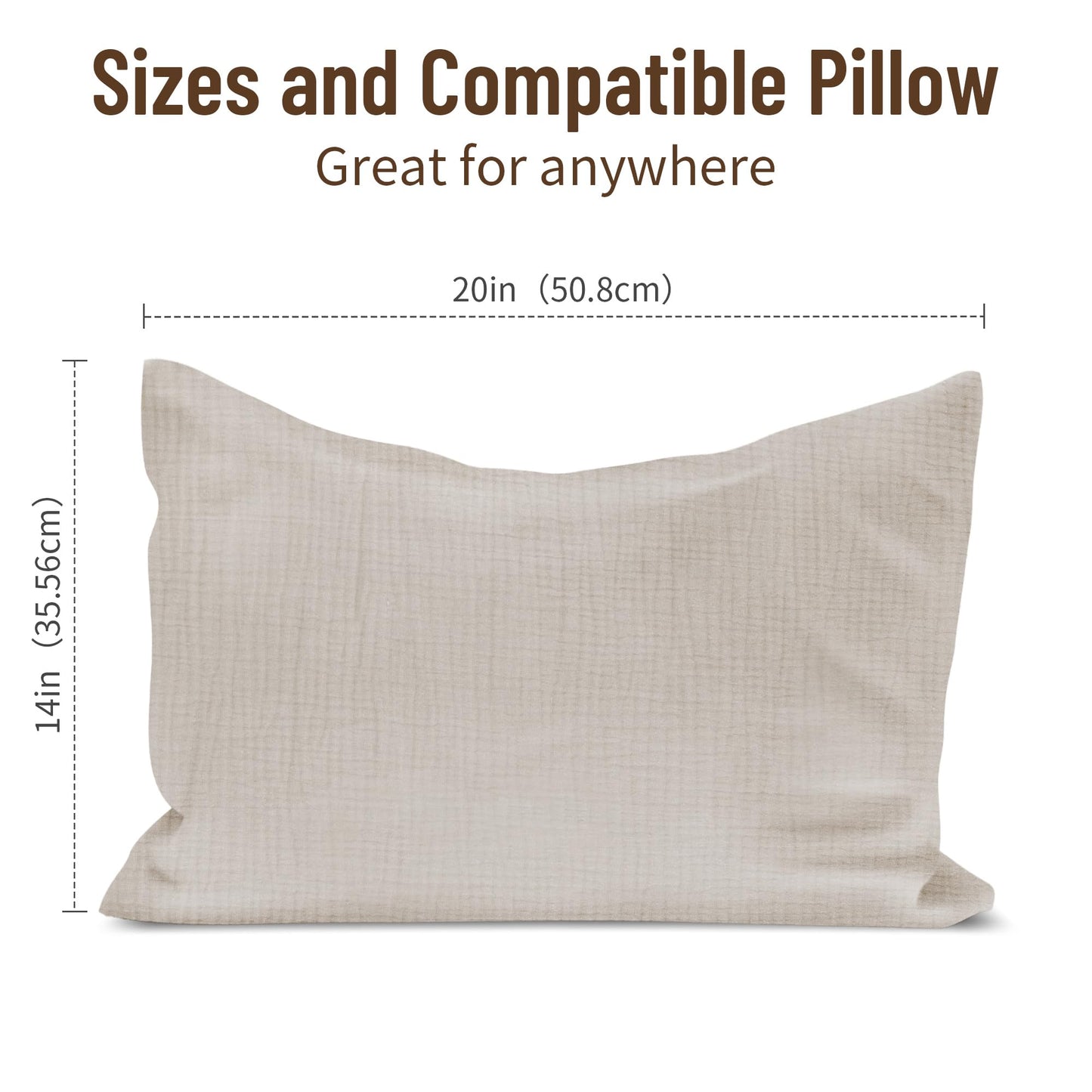 Toddler Pillowcases For 14'X20' Pillow 2 Pack, Muslin Small Toddler Baby Kids Travel Pillow Covers For Boys Girls With Envelop