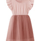 Twkioue Toddler Baby Girl Tutu Tulle Dress Ruffled Sleeve Fluffy Sundress 817 Dark Pink 110