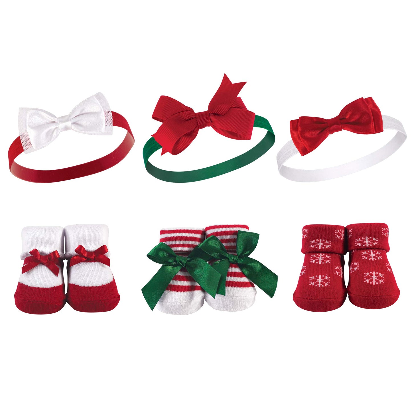 Hudson Baby Unisex Baby Headband And Socks Gift Set, Christmas Snowflake, One Size