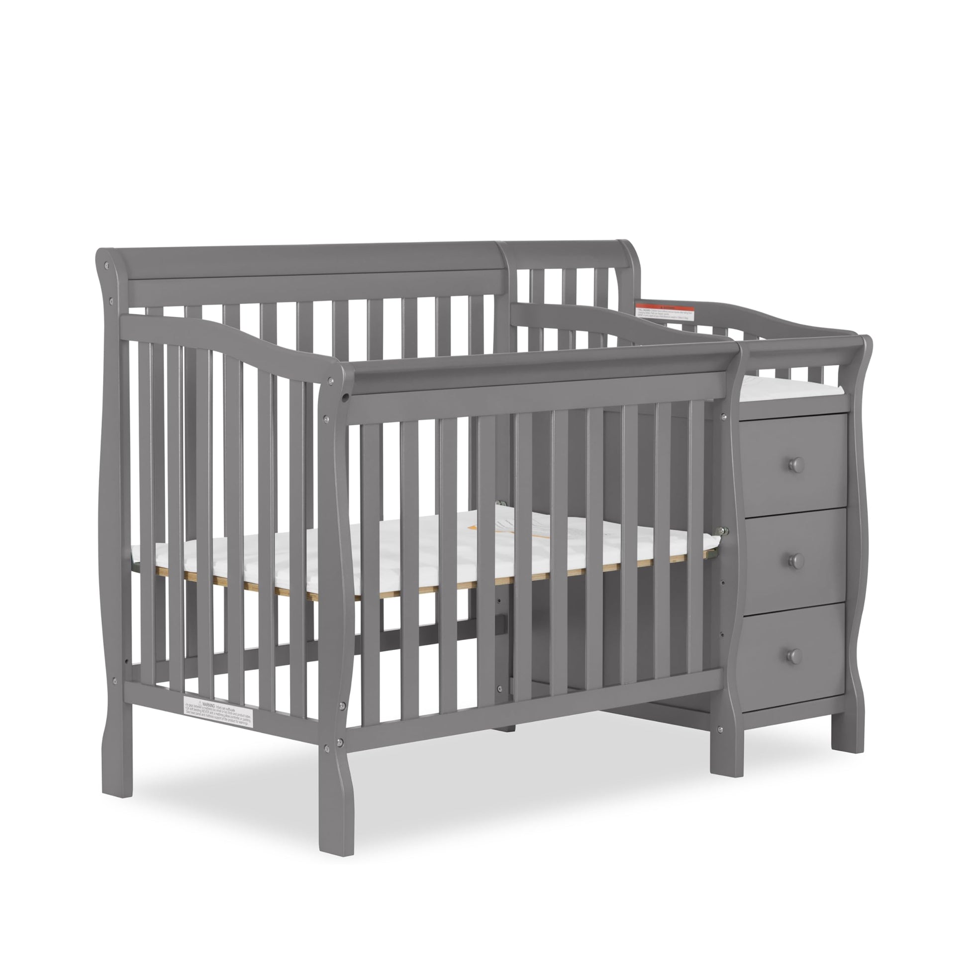 Dream On Me Jayden 4-In-1 Mini Convertible Crib And Changer In Storm Grey, Greenguard Gold Certified, Non-Toxic Finish, New Zeal