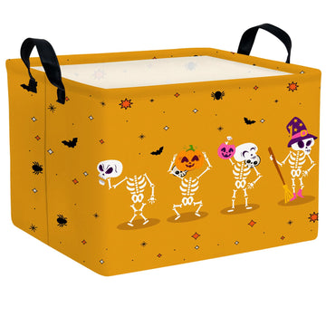 BOAMAU Large Halloween Themed Candy Gift Basket for KidsTrick or Treat Storage Bin Girls Boys Room D  cor (Cute Yellow Skeleton 