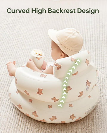 Babygreat Inflatable Baby Seat For 3-36 Months, Portable Blow Up Support Seat With Built-In Air Pump, Learning To Sit & Feeding