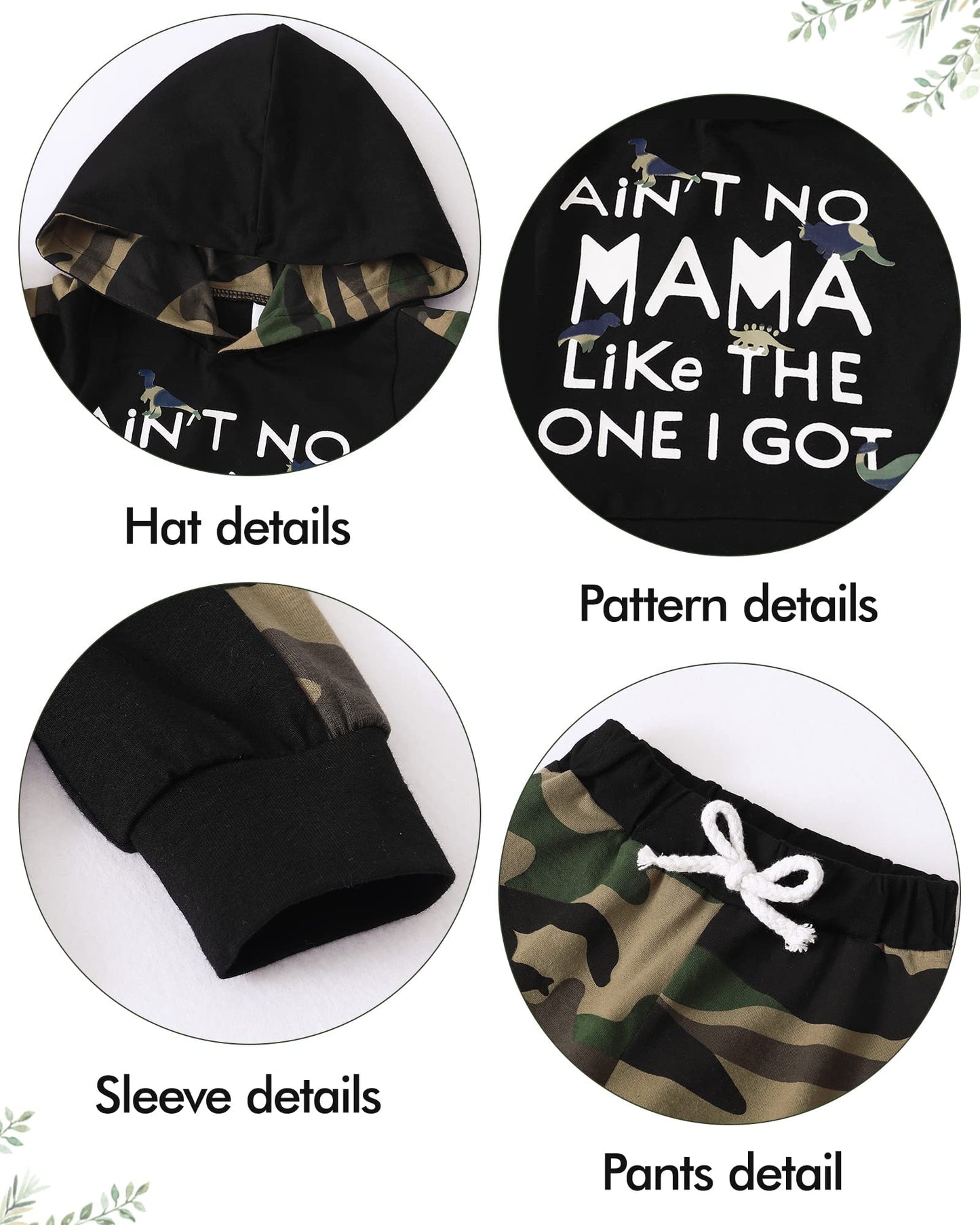 Zoerea Baby Boys Clothes 3-6 Months Toddler Camouflage Hoodie Outfits Long Sleeve Sweatshirt Pants Set Christmas