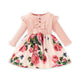 Patpat Toddler Girl'S Floral Dress Ribbed Ruffle Long-Sleeve Spring Rose Valentine Dresses Pink 18-24 Months