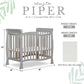 Dream On Me Violet 4-In-1 Convertible Mini Crib In Pebble Grey, Greenguard Gold Certified, Jpma Certified, 3 Position Mattress H