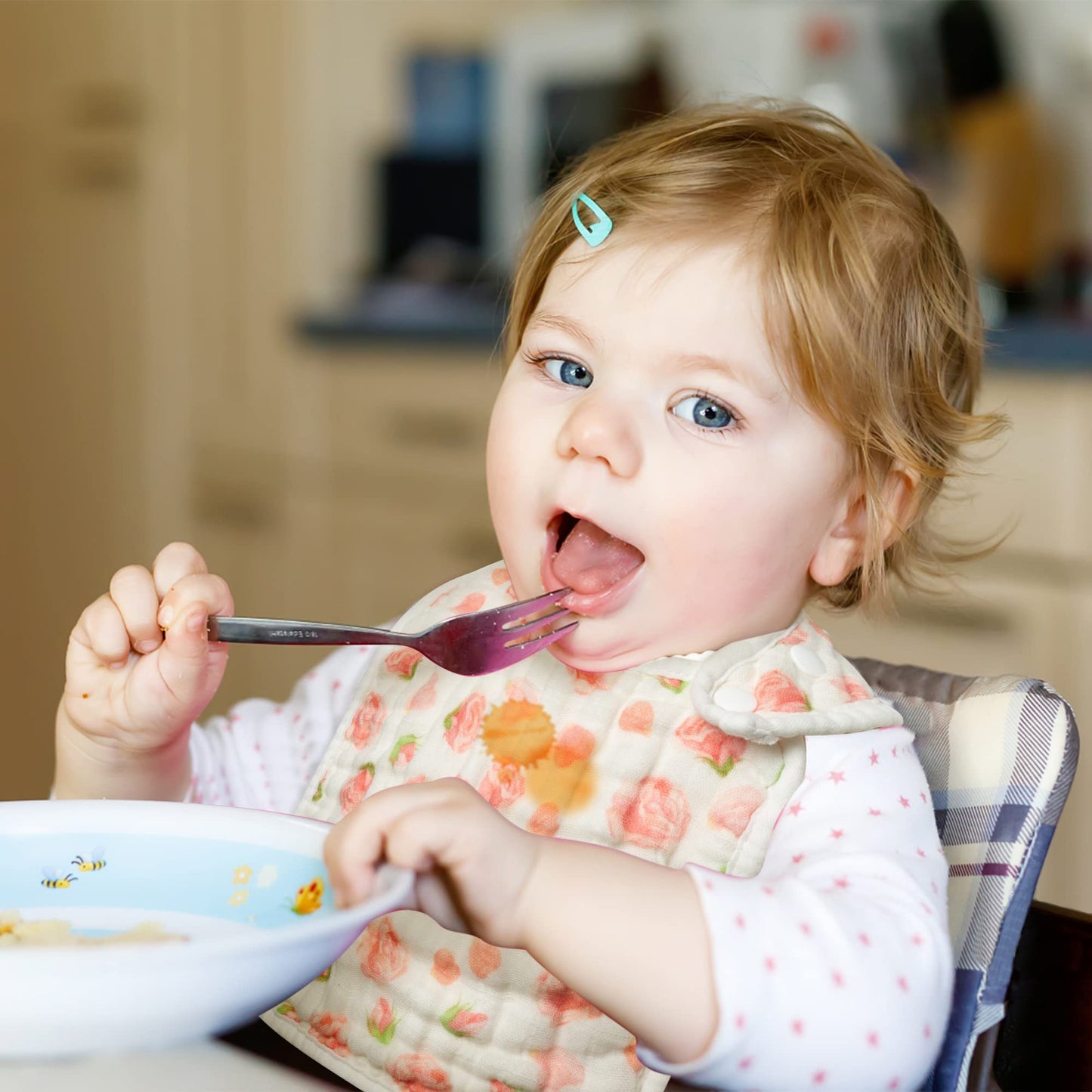 Zainpe 6Pcs Snap Muslin Cotton Baby Bibs Flowers Pattern Infants Feeding Bib Adjustable Machine Washable Girls Burp Cloths Unise