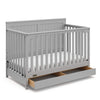 Graco Hadley 5-in-1 Convertible Crib with Drawer (Pebble Gray) - GREENGUARD Gold Certified, Crib with Drawer Combo, Full-Size Nu