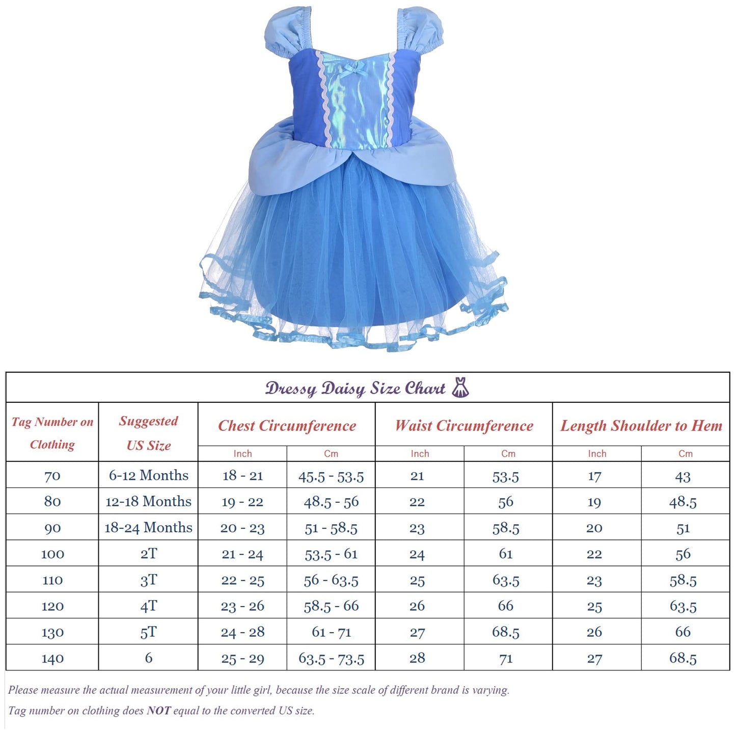 Dressy Daisy Princess Costumes Birthday Fancy Halloween Xmas Party Dresses Up for Toddler Girls with Accessories Size 2T