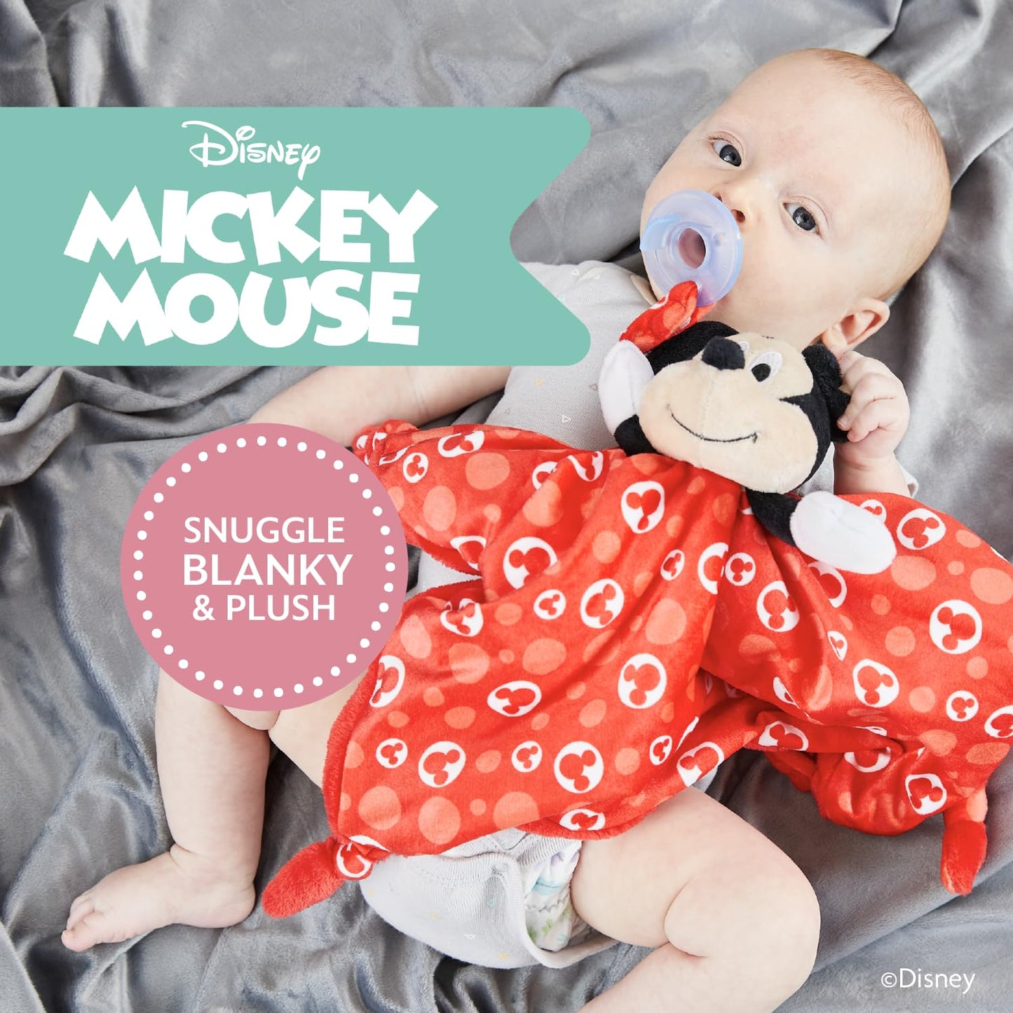 KIDS PREFERRED Disney Baby Mickey Mouse Plush Stuffed Animal Snuggler Lovey Security Blanket 13.18 x 13.18 x 3.5