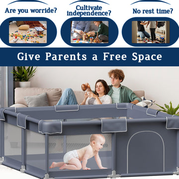 Baby Playpen 50X50 Inch, Playpen For Babies And Toddlers Baby Playpen Fence Playard Activity Center, Without Mat Included