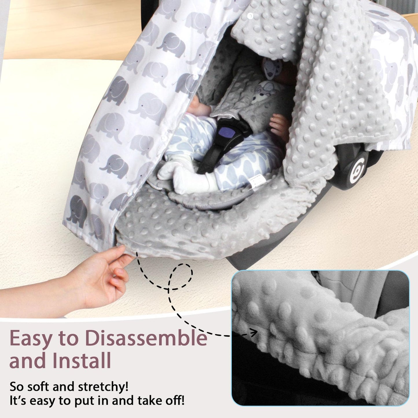Infant Car Seat Cover Liner, Carseat Cover Liner And Protection For Baby Boys Girls, Soft Comfortable, Machine Washable, Univers