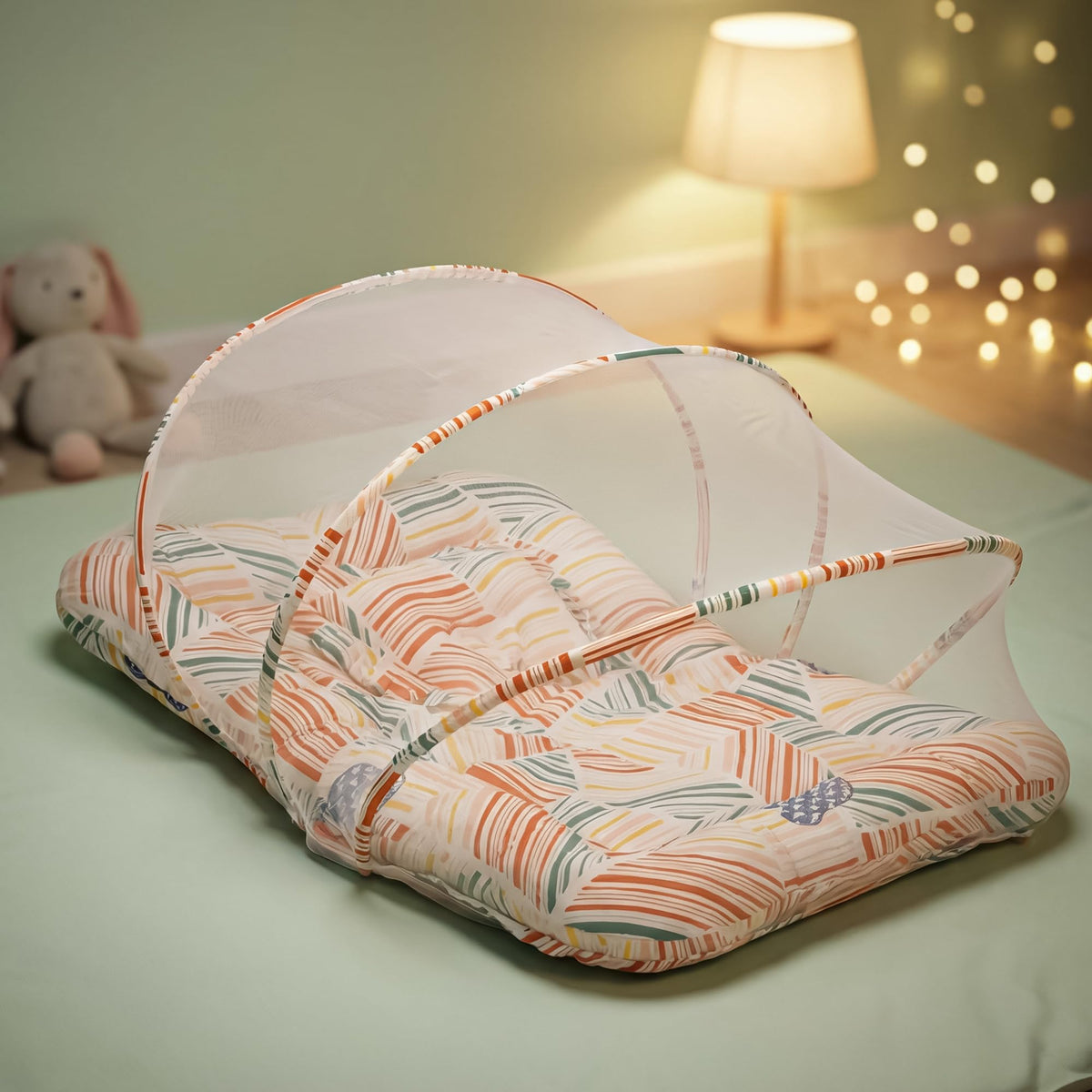 Baybee Baby Bedding Set For New Born Baby, Bed Mattress With Mosquito Net & Neck Pillow, Sleeping Nest Travel, Infant Toddler Be