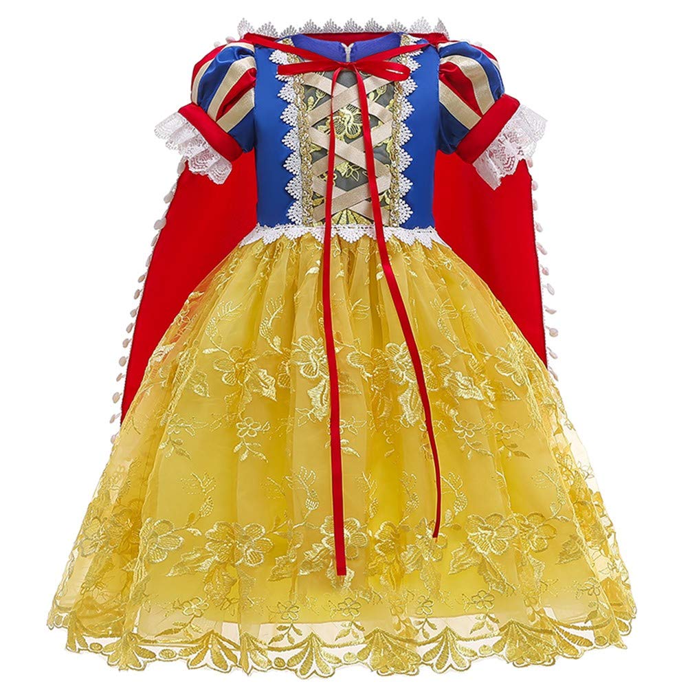 MYRISAM Snow White Princess Dress Up Costume Girls Halloween Carnival Cosplay Christmas Birthday Dress w/Cloak 4-5T
