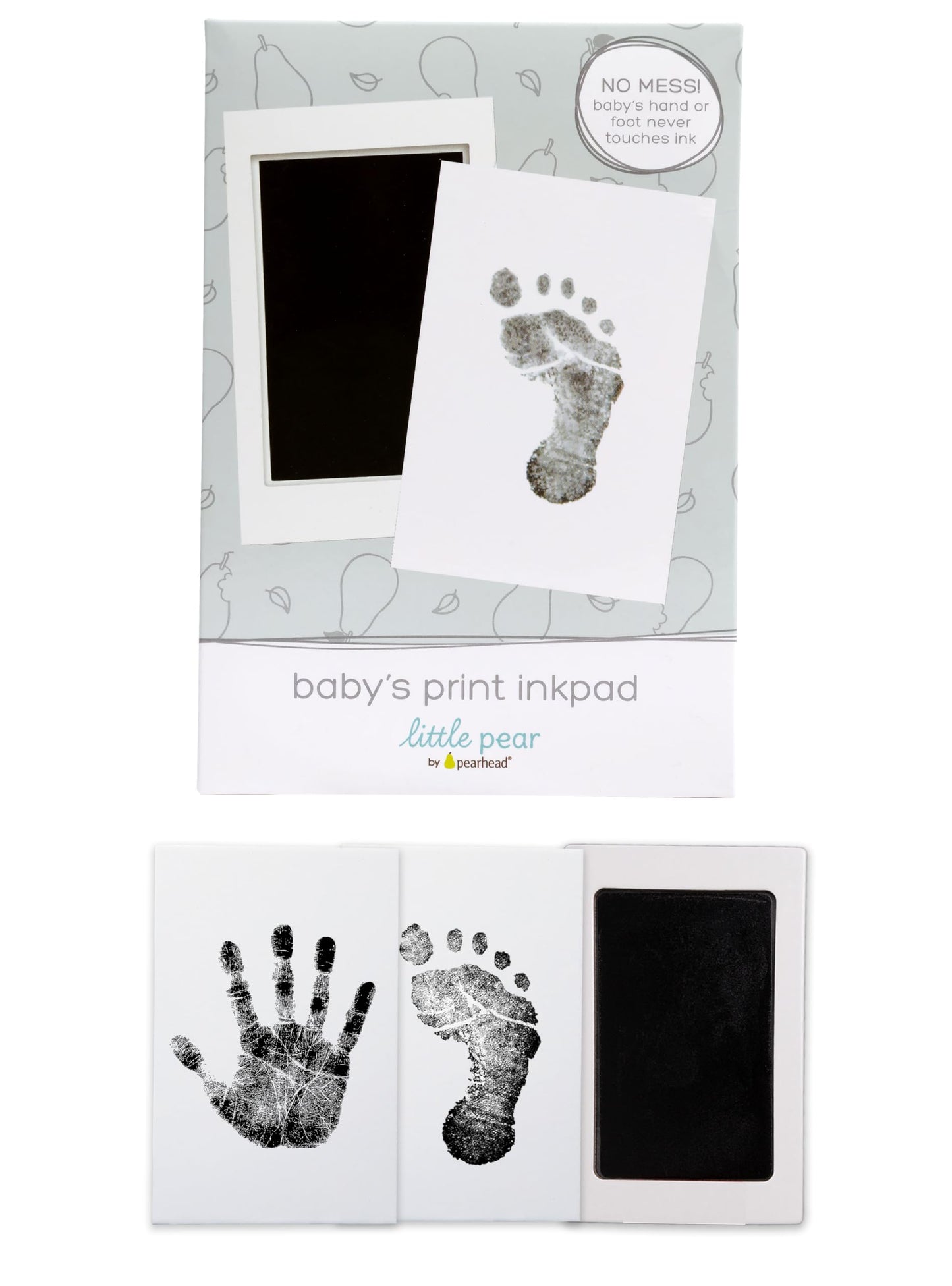 Little Pear Clean-Touch Babyprint Ink Pad, No Touch Ink Pad For Baby, Handprint Or Footprint Keepsake, Black Ink