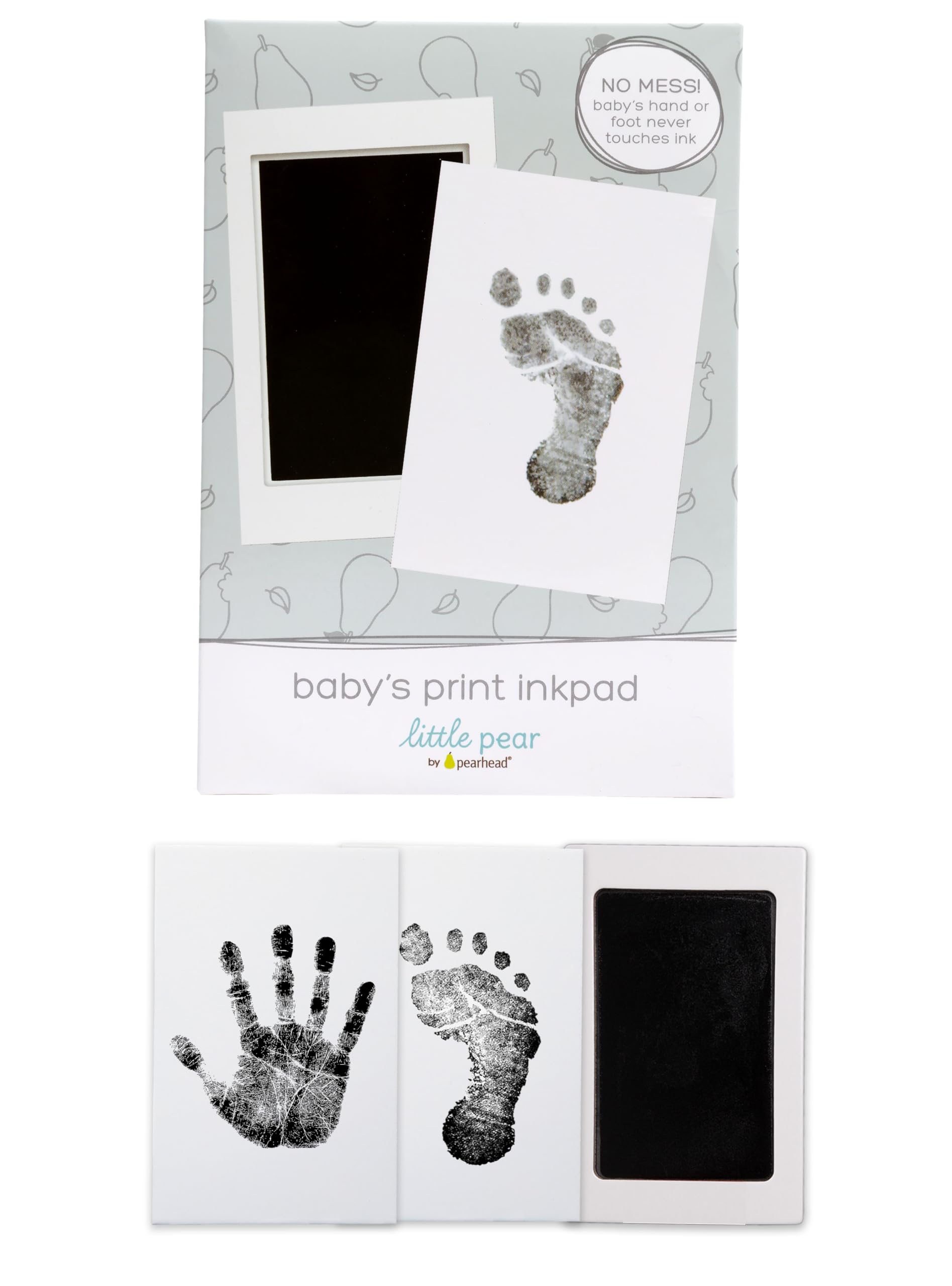 Little Pear Clean-Touch Babyprint Ink Pad, No Touch Ink Pad For Baby, Handprint Or Footprint Keepsake, Black Ink