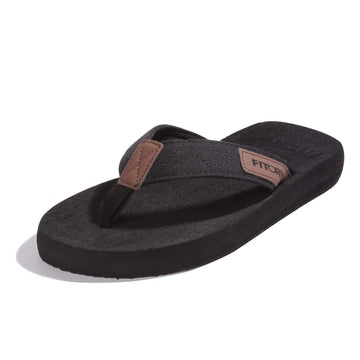 Fitory Mens Flip-Flops, Thongs Sandals Comfort Slippers For Beach Black Size 11