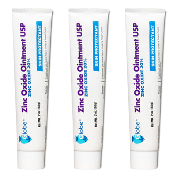 Globe Zinc Oxide Ointment 20%| 2 Ounce Tube (3 Pack) (Total 6 Oz) | Advanced Skin Protection | For Diaper Rash, Relief From Pois