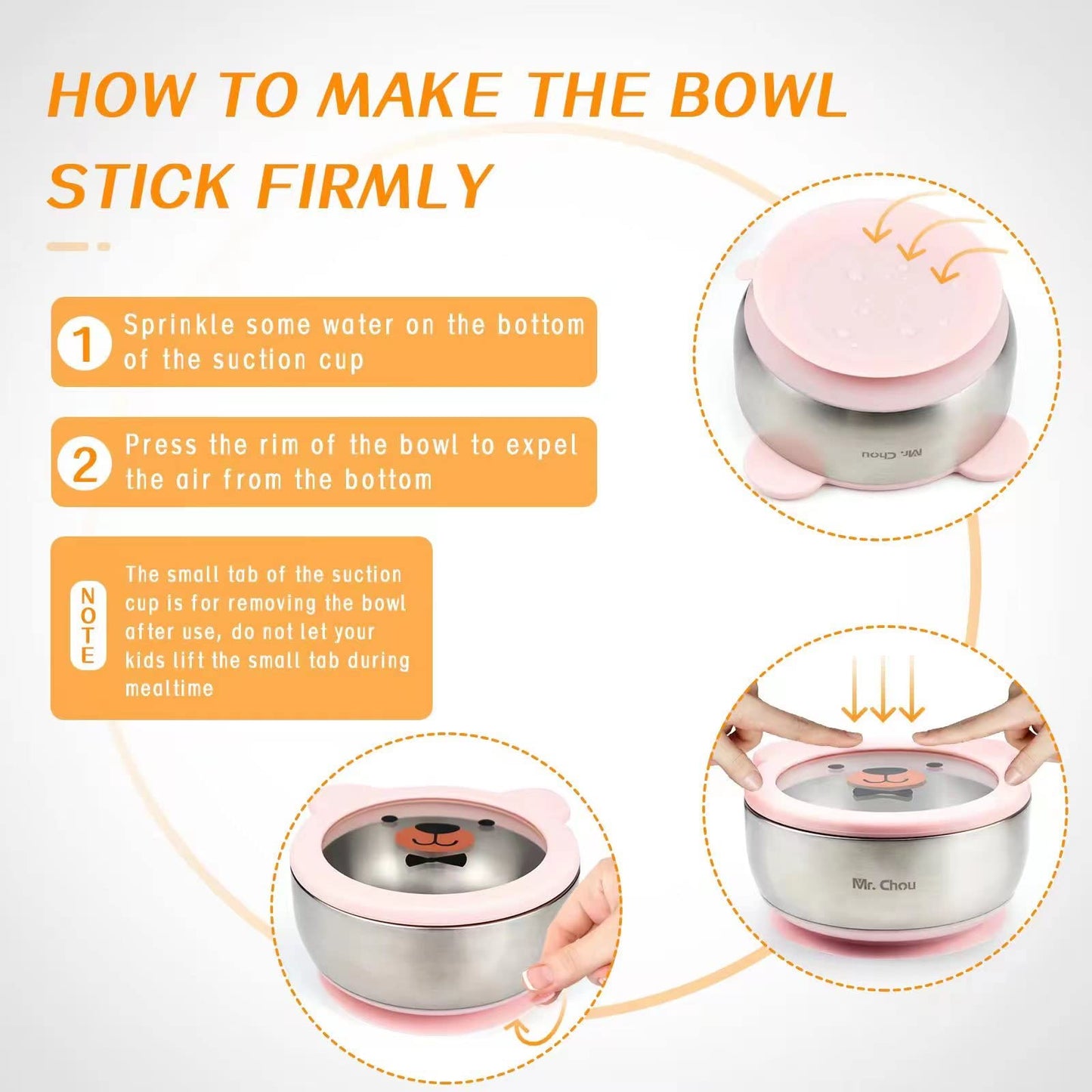 Mr. Chou Food-Grade Stainless Steel Baby Bowls With Leakproof Tempered Glass Lid, First Stage Baby Led Weaning Supplies For Boys