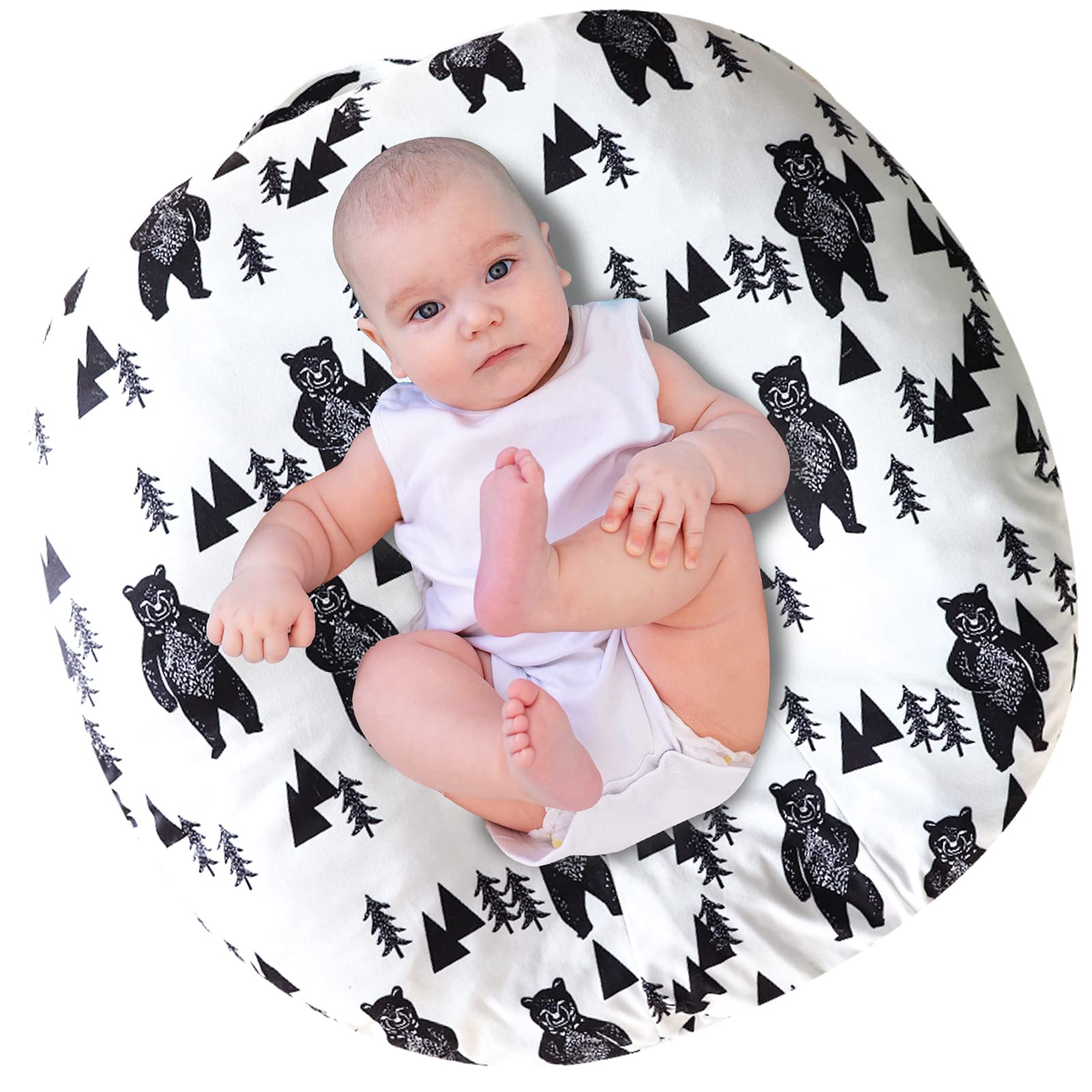 Baby Lounger Cover, Bear Newborn Lounger Cover For Boys , Snugly Fit Infant Lounger For Baby, Infant Removable Slipcover, Animal