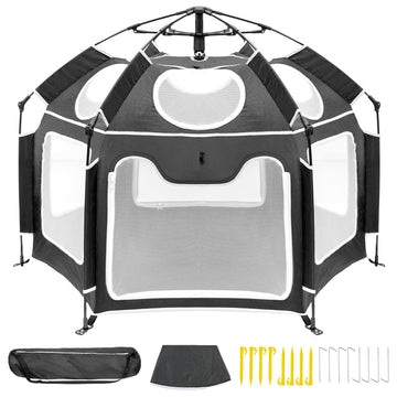 Baby Playpen with UV Canopy, Portable 1-Click Set Up Baby Tent, Toddler Play Yard for Indoor, Outdoor, Foldable Playpen for Beac