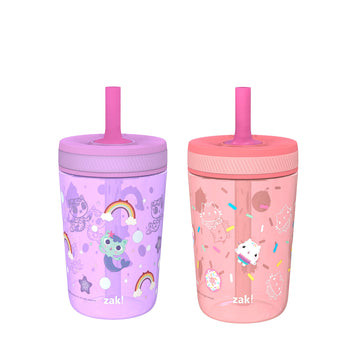 Zak Designs Gabby'S Dollhouse Kelso Toddler Cups For Travel Or At Home, 15Oz 2-Pack Durable Plastic Sippy Cups With Leak-Proof D