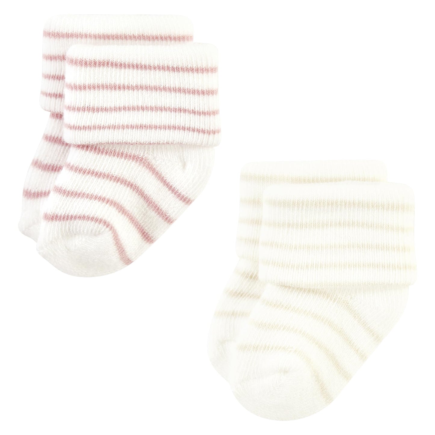 Hudson Baby Unisex Baby Cotton Rich Newborn And Terry Socks, Blush Stripe, 6-12 Months