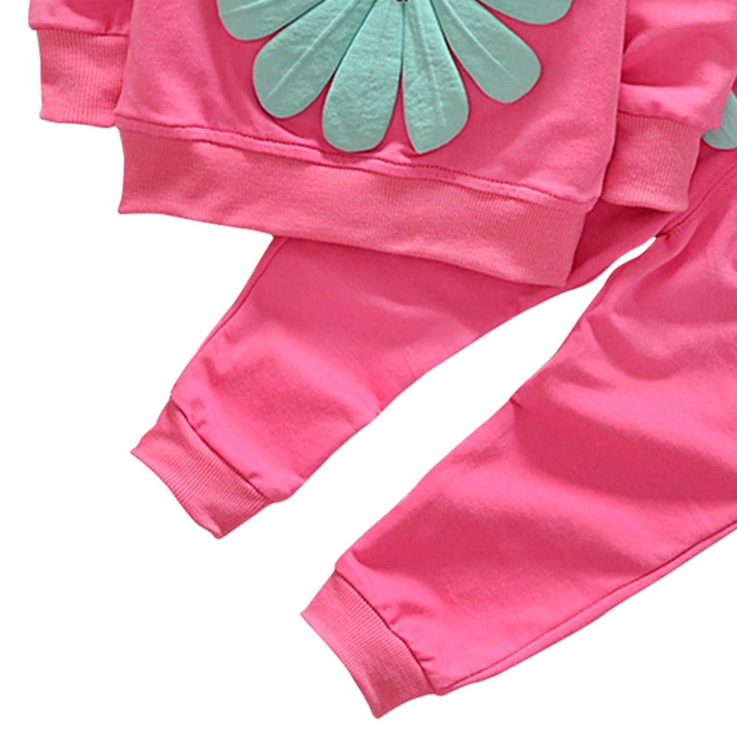 Toddler Baby Girls Sunflower Clothes Set Long Sleeve Top And Pants 2Pcs Outfits Fall Clothes (Rose Red,Age 4T)