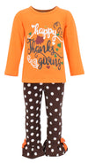 Unique Baby Girls 2 Piece Happy Thanksgiving Orange And Brown Fall Outfit (5)