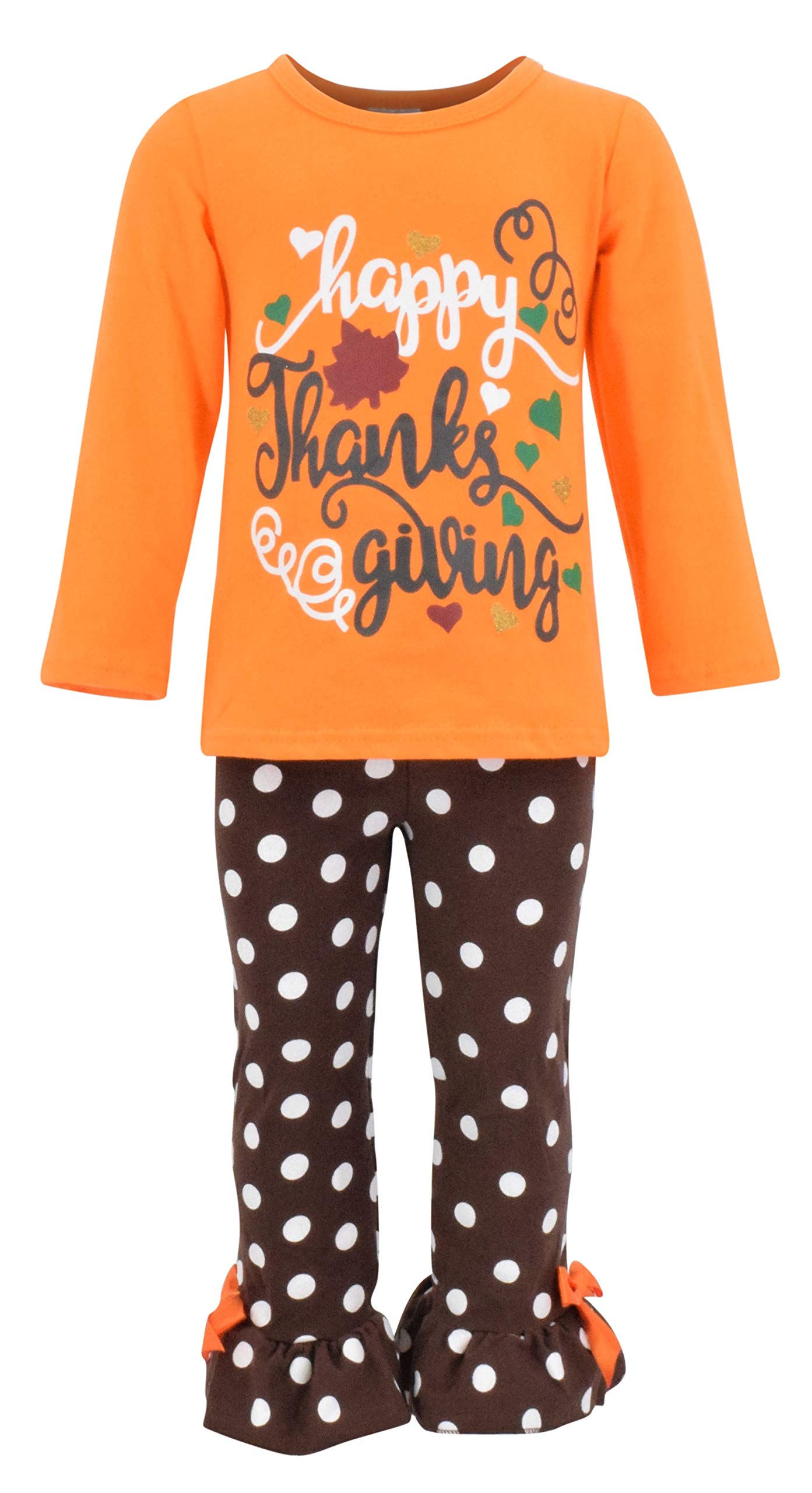 Unique Baby Girls 2 Piece Happy Thanksgiving Orange And Brown Fall Outfit (5)