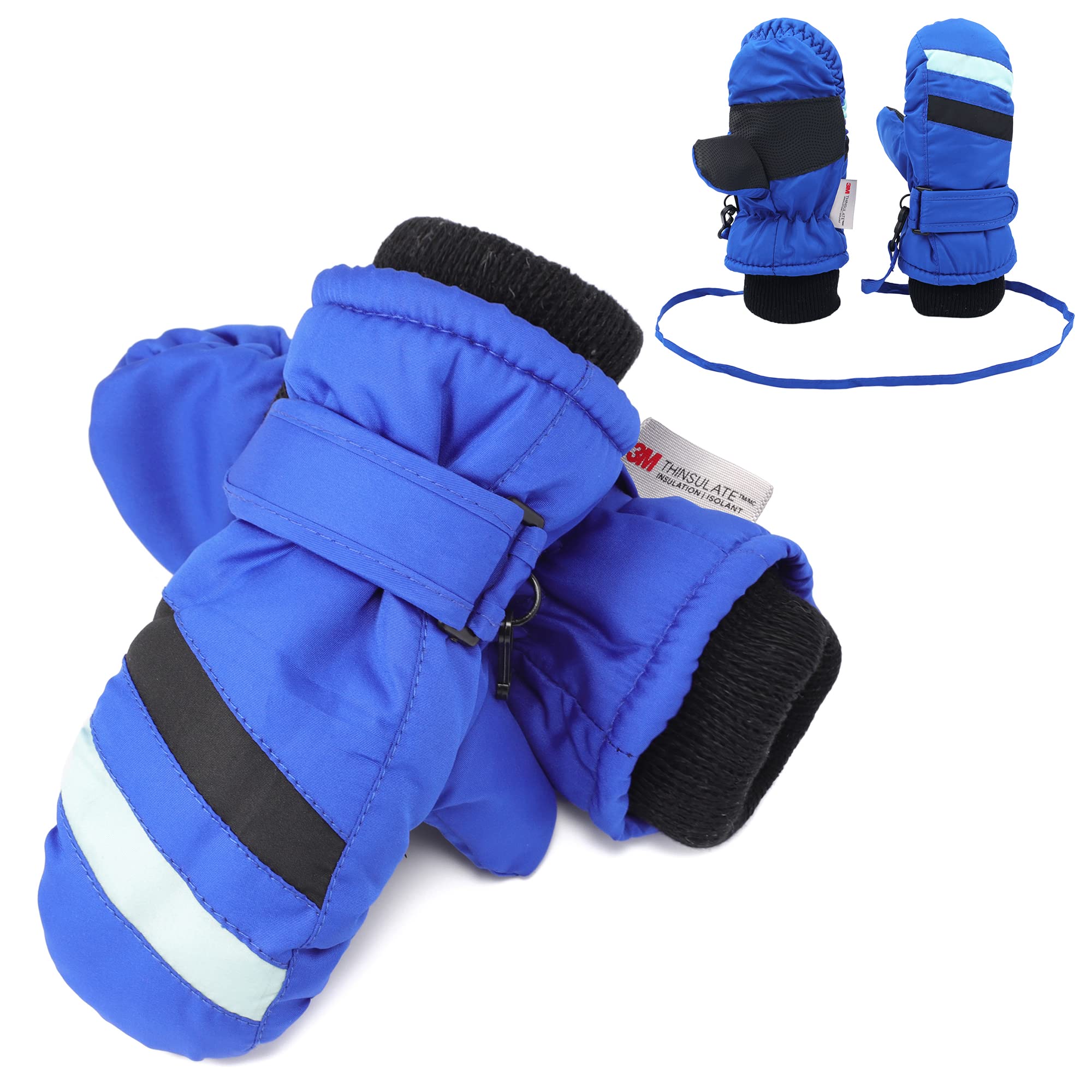 F Flammi Toddler Kids Snow Mittens With String Waterproof Ski Mittens Thinsulate WBCBBB07V2KTCJP