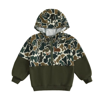 Fernvia Toddler Baby Boy Clothes Camouflage Half Zip-up Long Sleeve Hoodies Sweatshirt Casual Pullover for Kids boys (C Green, 3