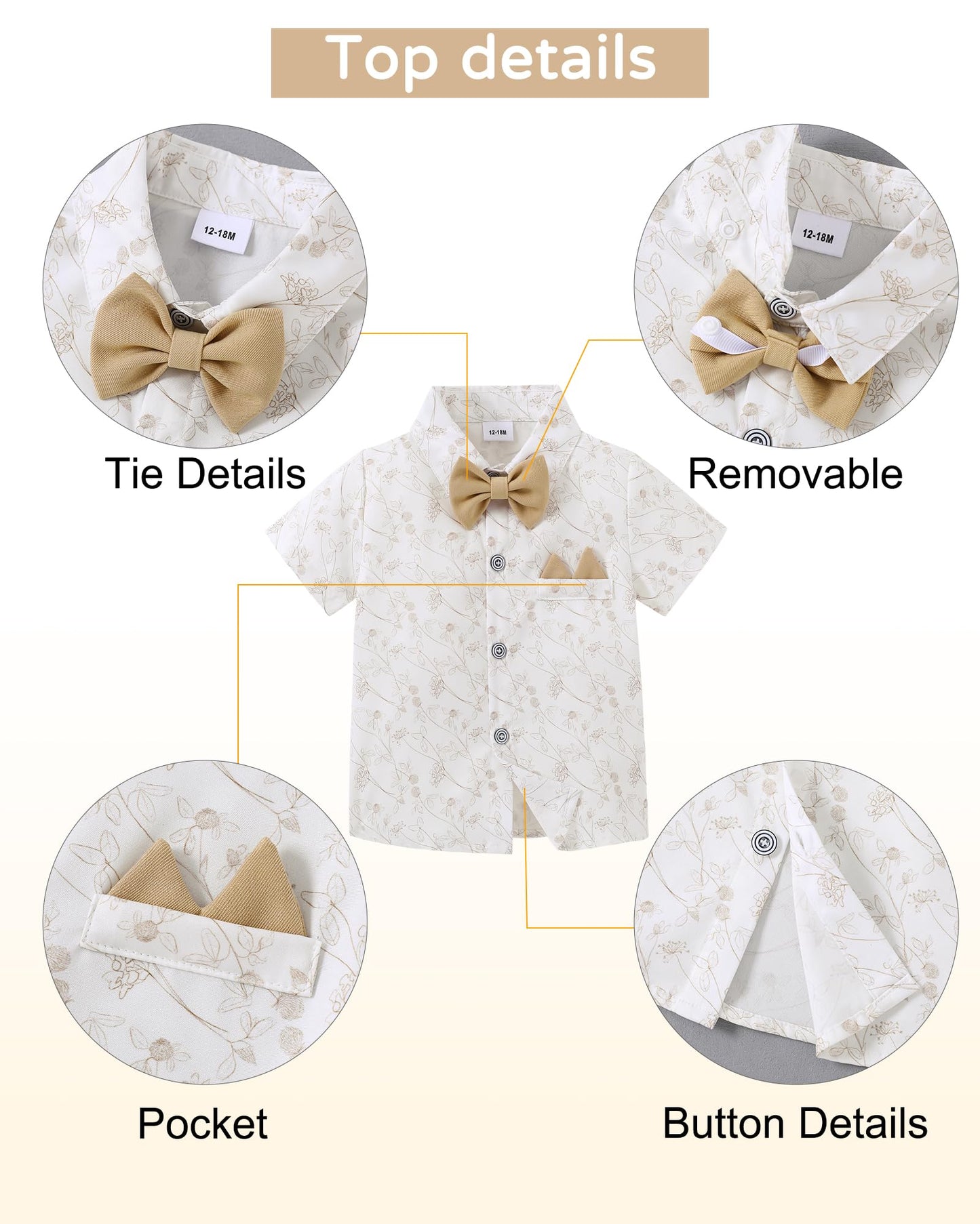 Yallet Toddler Baby Boy Clothes Suit Gentleman Wedding Outfits, Formal Dress Shirt+Bowtie+Vest+Boutonniere+Suspender Pants(L Cla