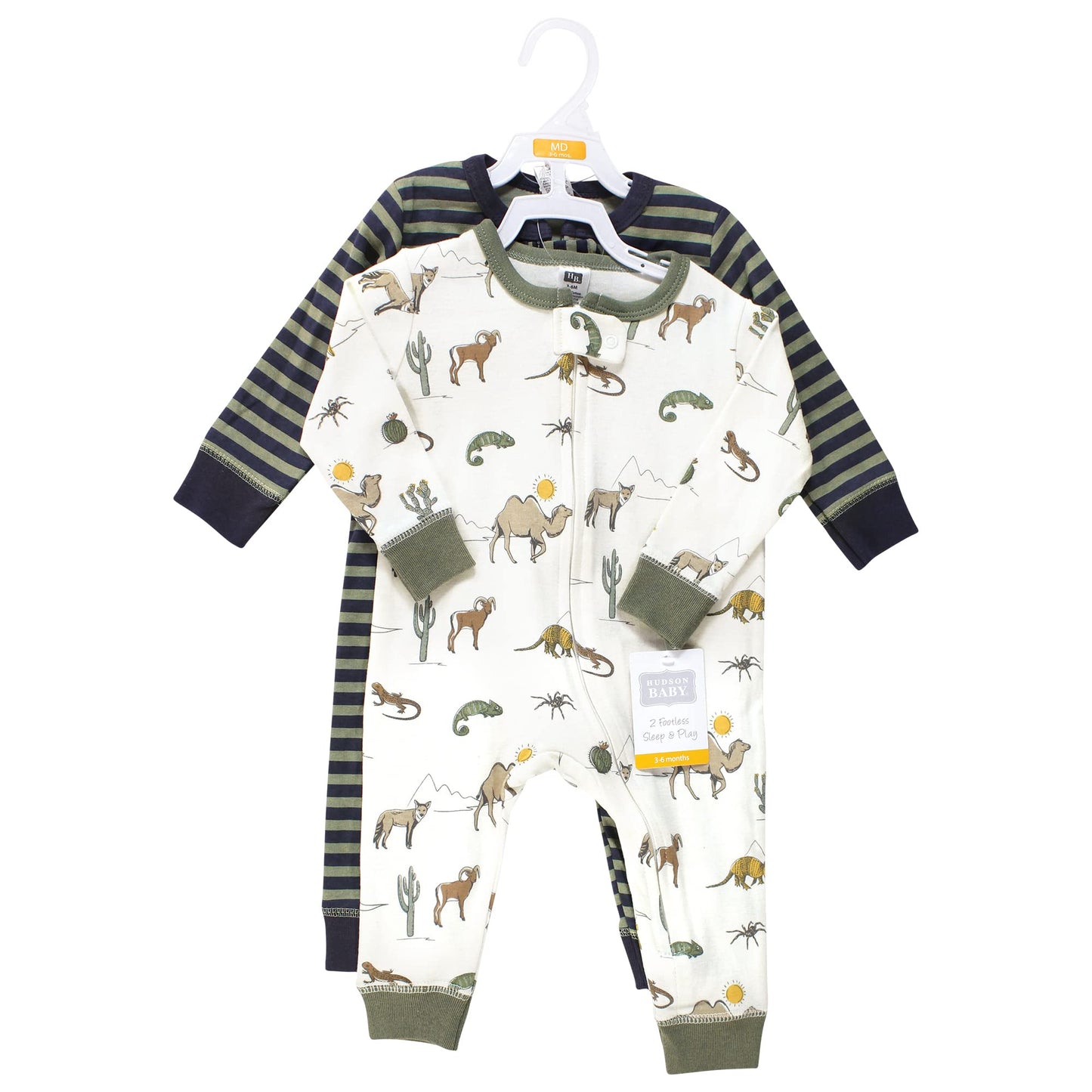 Hudson Baby Unisex Baby Cotton Sleep And Play, Desert Animals, 3-6 Months