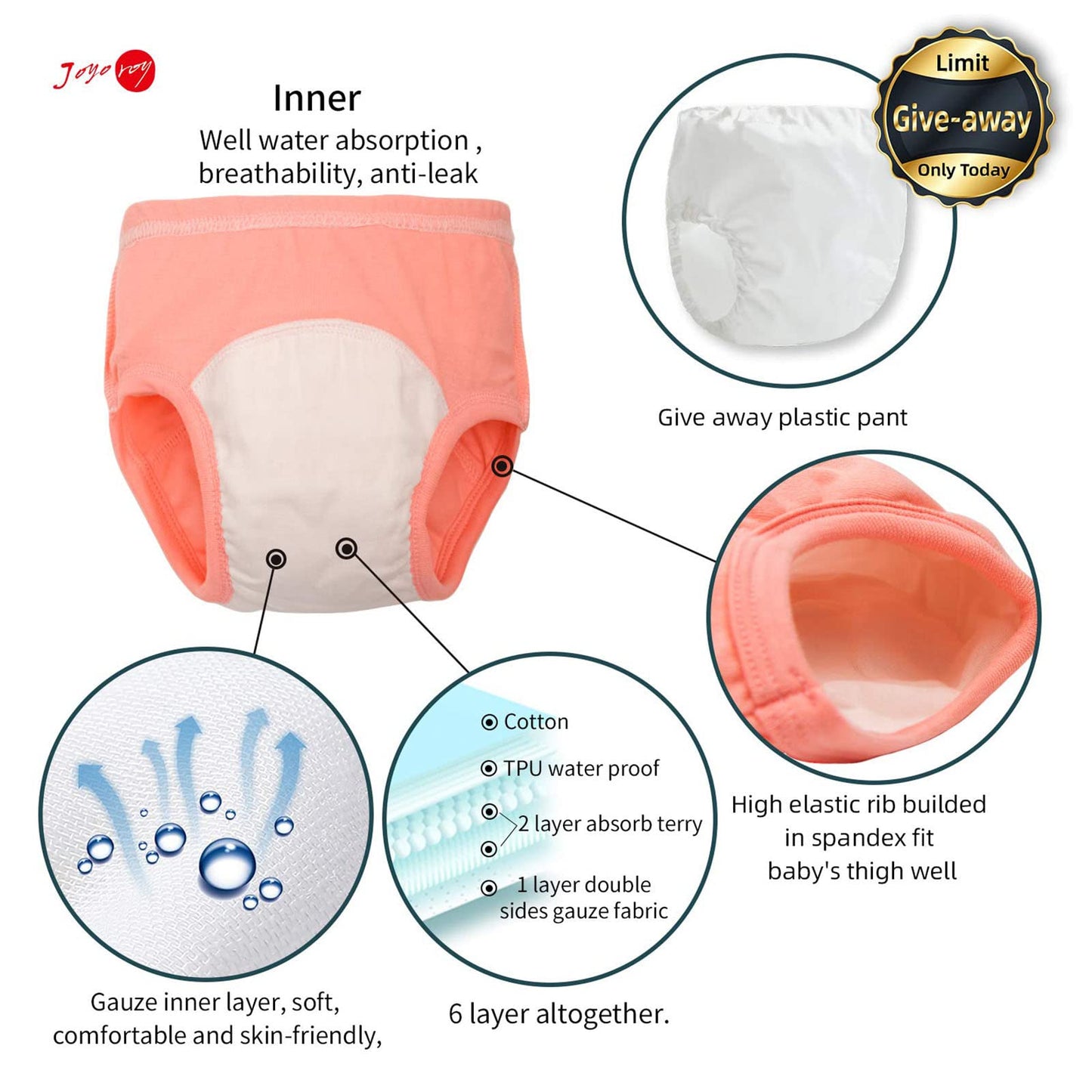 Joyo Roy 6Pcs Toddler Girl Underwear 3T Underwear Girls Toddler Girls Underwear Toddler Panties 2T-3T Toddler Training Underwear