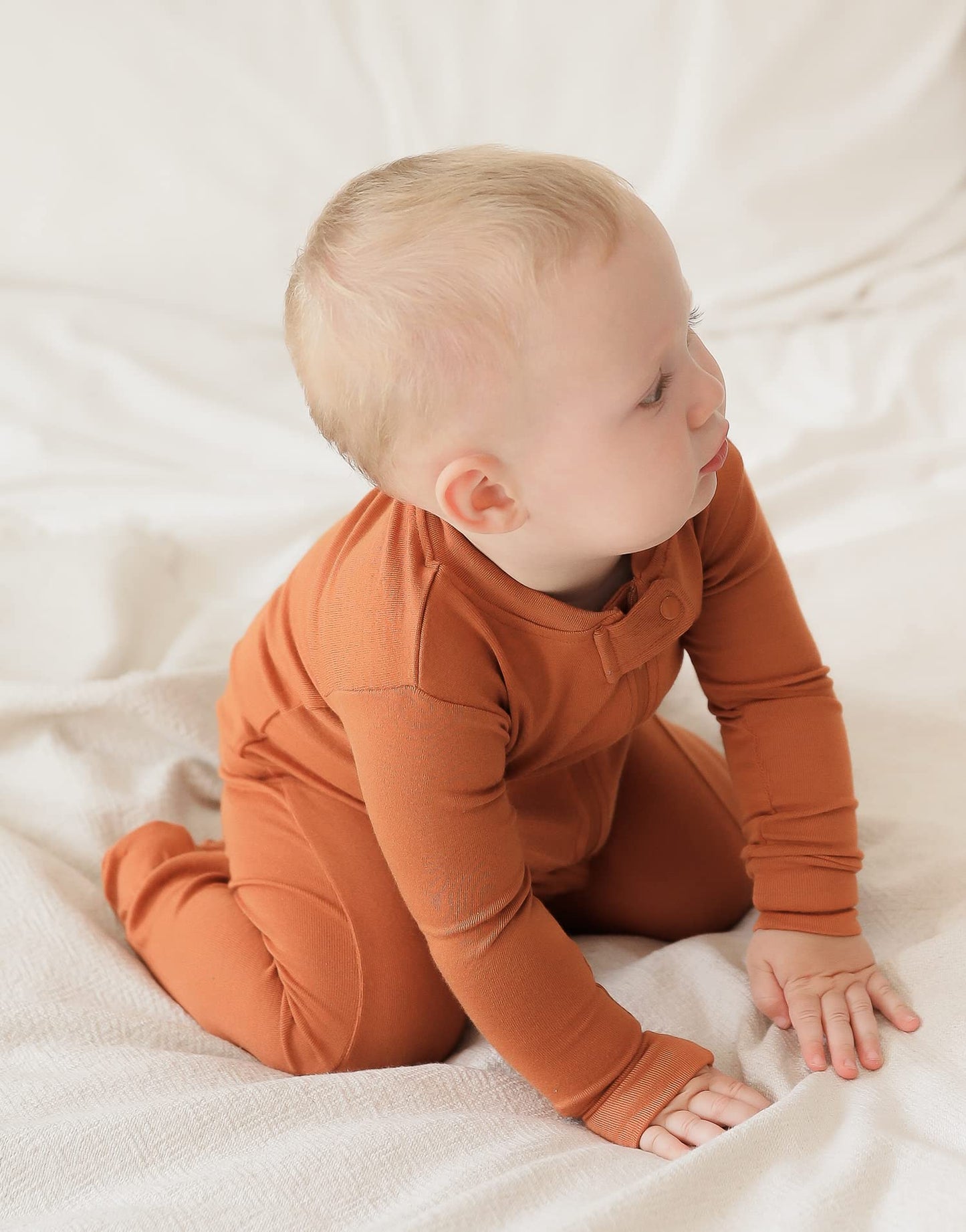 Vaenait Baby Toddler Boys Girls Solid Footie Pajama Cozy Modal Brown 3-6M