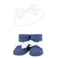 Hudson Baby Infant Girl Headband And Socks Giftset, Navy Gingham, One Size