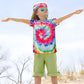 Xonyicos 4Pcs Hippie Costume For Kids Boys Girls 60S 70S Colorful Shirts Halloween Party Cosplay For 4-12Years (Pink, M)