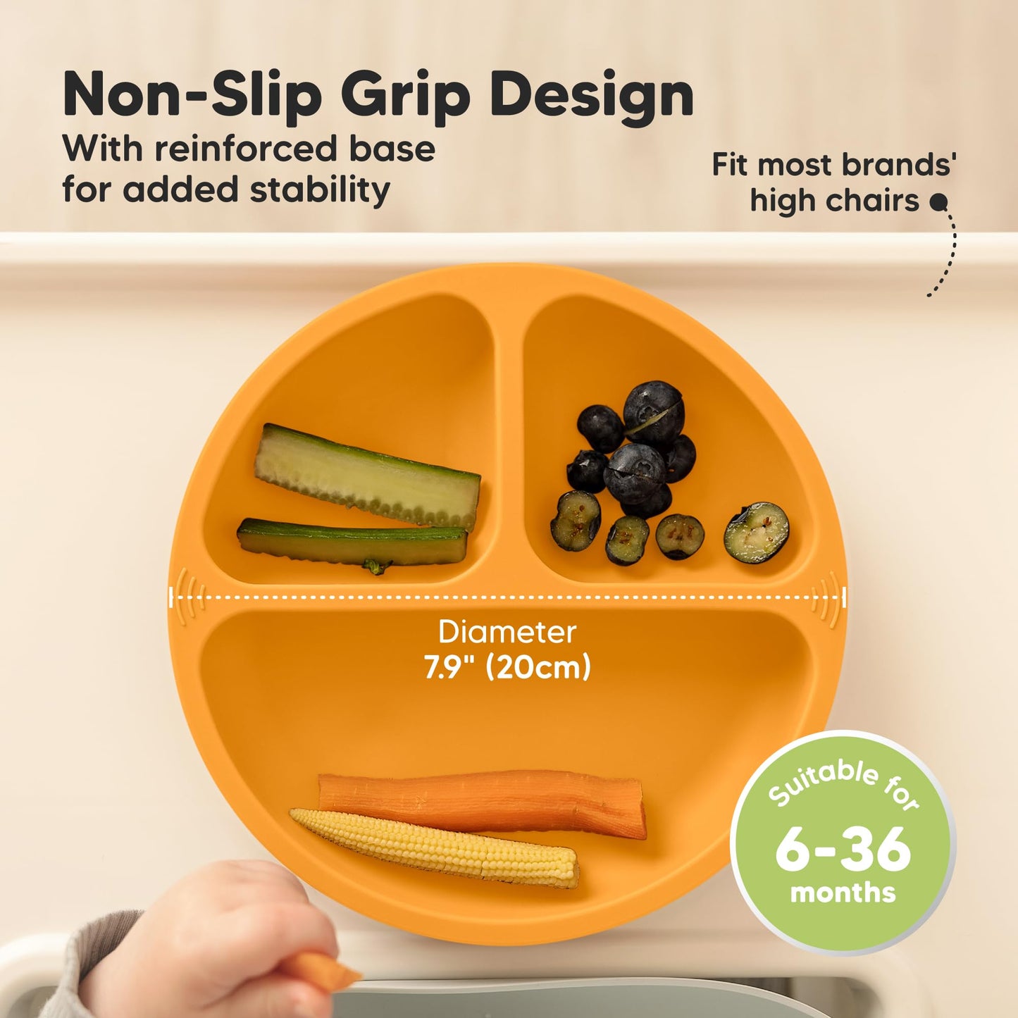Keababies Suction Plates For Baby, Toddler - 3-Pack 100% Silicone Toddler Plates, Divided Baby Plates With Suction, Silicone Pla