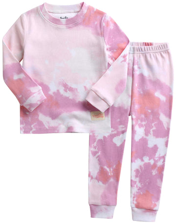 Vaenait Baby Kids Junior 100% Cotton Sleepwear Pajamas 2Pcs Set Tiedye-Milkpurplepink-251 Xl