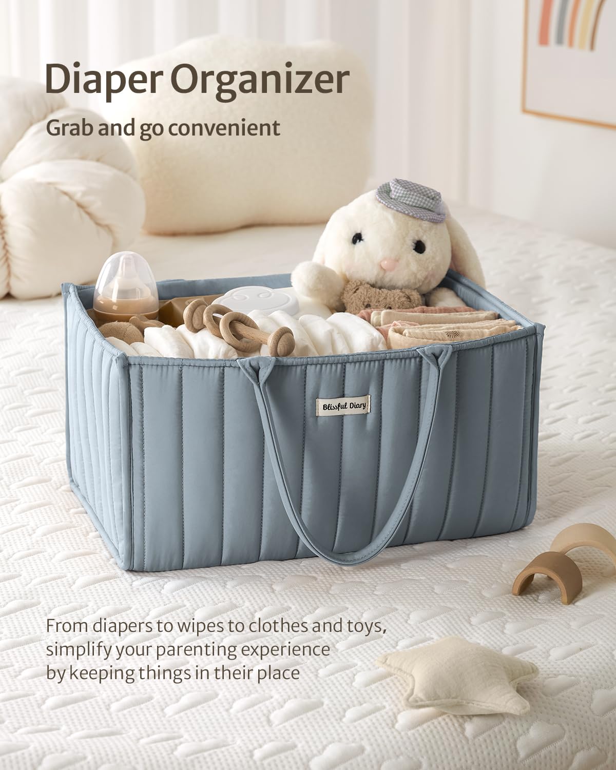 Blissful Diary Baby Diaper Caddy Organizer, Baby Shower Basket For Boys Girls, Gift For Newborn Essentials, Baby Registry Must H