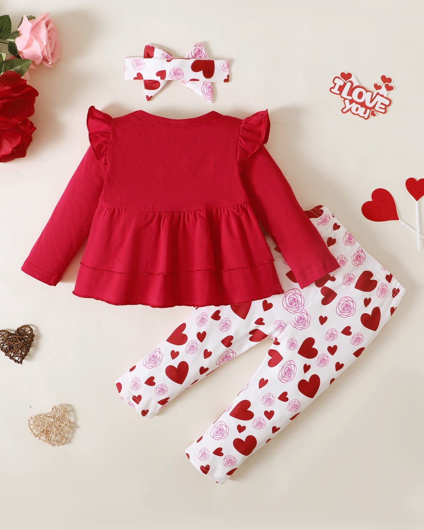 Baby Clothes Girl 12-18 Months Valentine'S Day Outfits Infant Clothes For Girls 12-18 Months Long Sleeve Ruffle Top Love Heart P