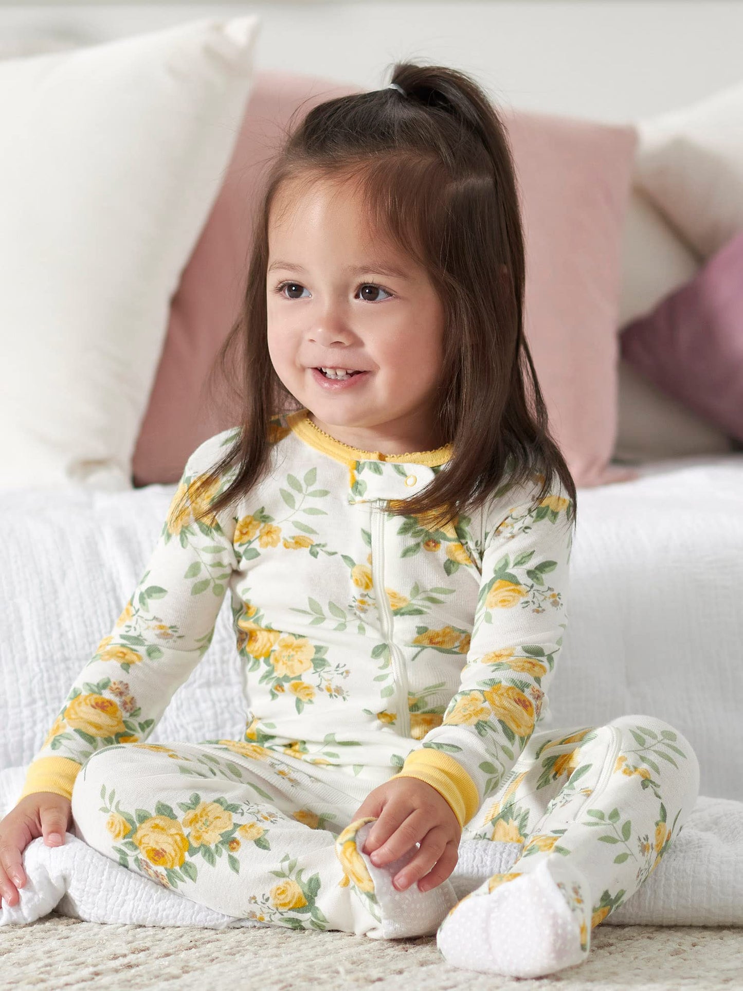 Gerber Baby Girl'S 4-Pack Footed Pajamas, Roses And Fox, 3T