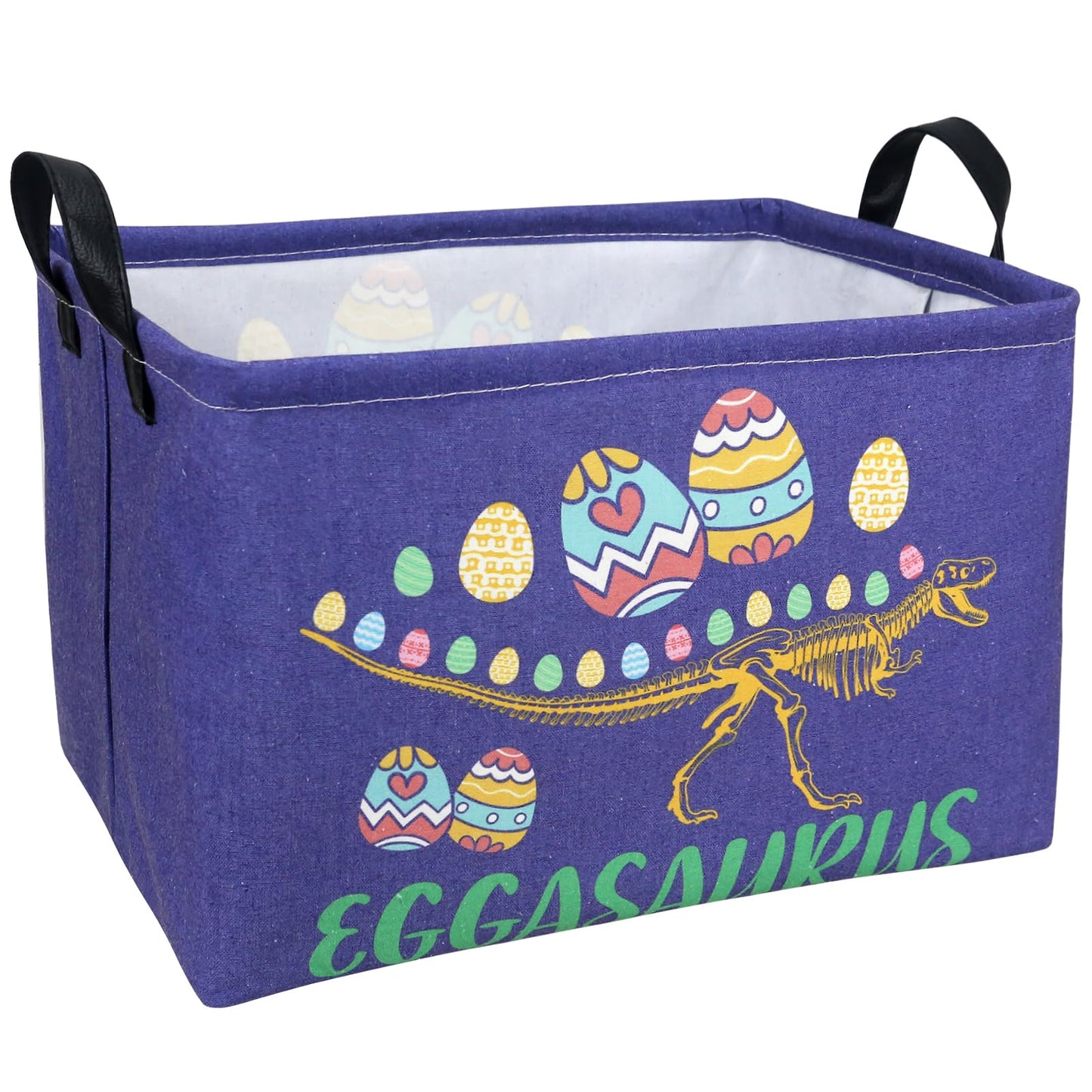 ASKETAM Dinosaur Easter Basket for Kid Large Empty Baby Rectangular Cute Easter Gift Bunny Eggs D?or Storage Basket (Skeleton Di
