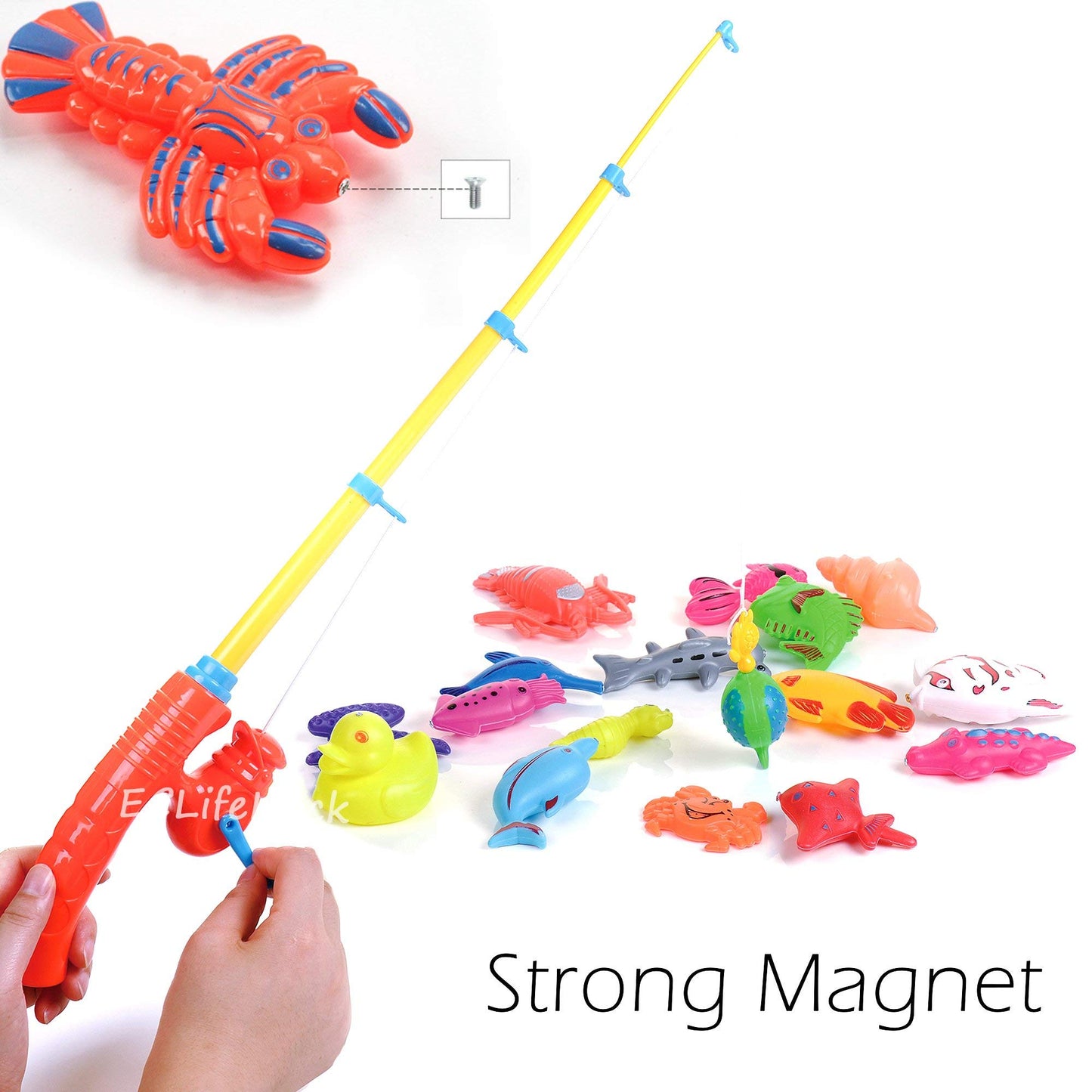 CozyBomB Magnetic Fishing Toy Pole 2 Pack for Replacement - No Fishes are Included - Bathtime Carnival Toddler Education Teachin