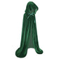 Makroyl Kids Velvet Cloak Cape With Hooded For Halloween Christmas Cosplay Costumes (Small, Green)