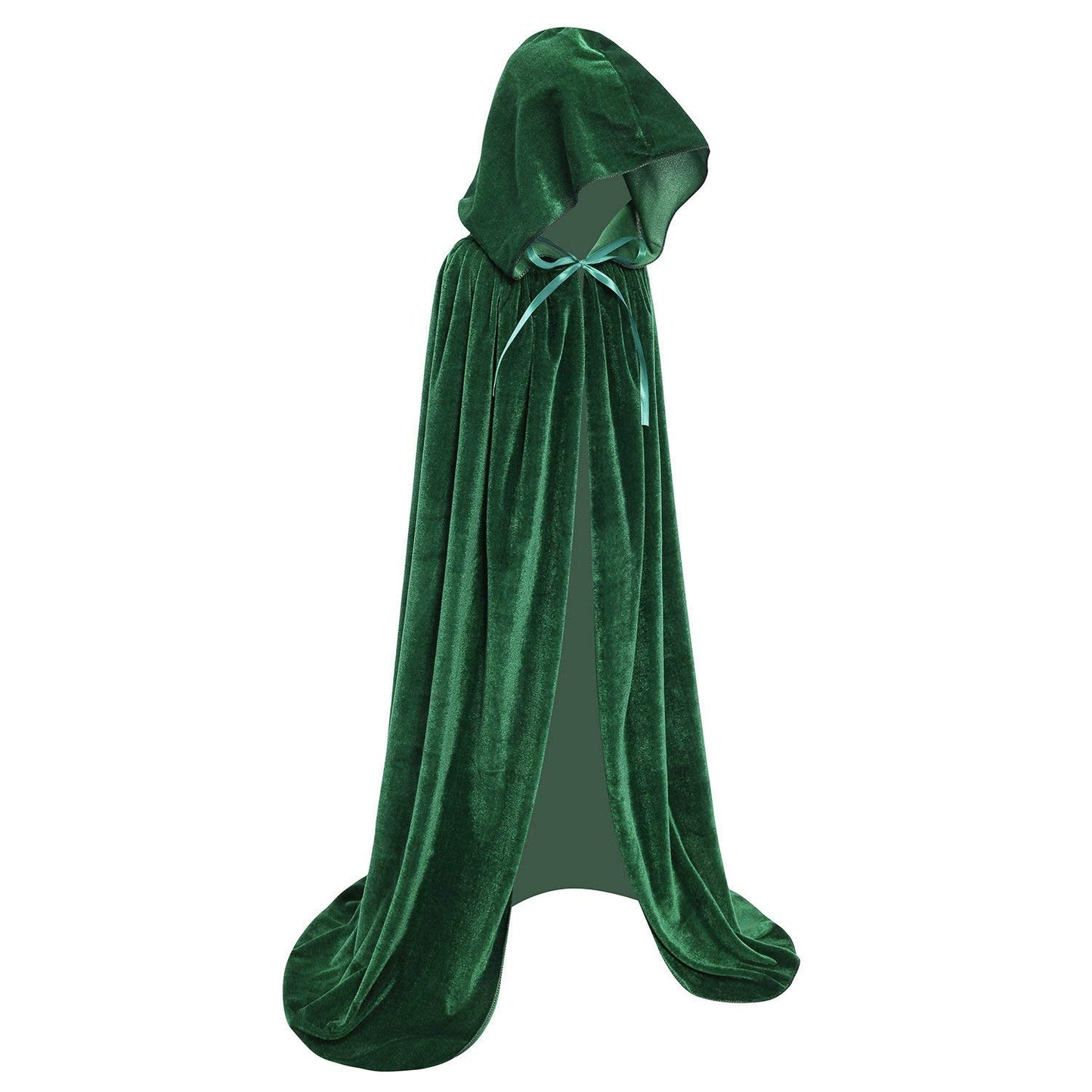 Makroyl Kids Velvet Cloak Cape With Hooded For Halloween Christmas Cosplay Costumes (Small, Green)
