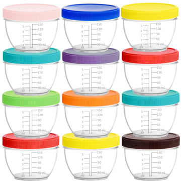 Youngever 18 Pack Baby Food Storage, 6 Ounce Baby Food Containers With Lids And Labels, 9 Assorted Colors