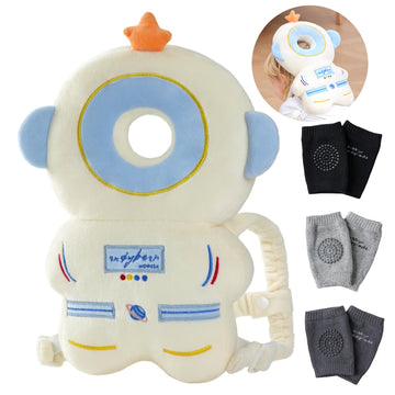Feidoog Baby Head Protector Cushion Backpack with 3 Knee Pads for Walking & Crawling,Astronauts