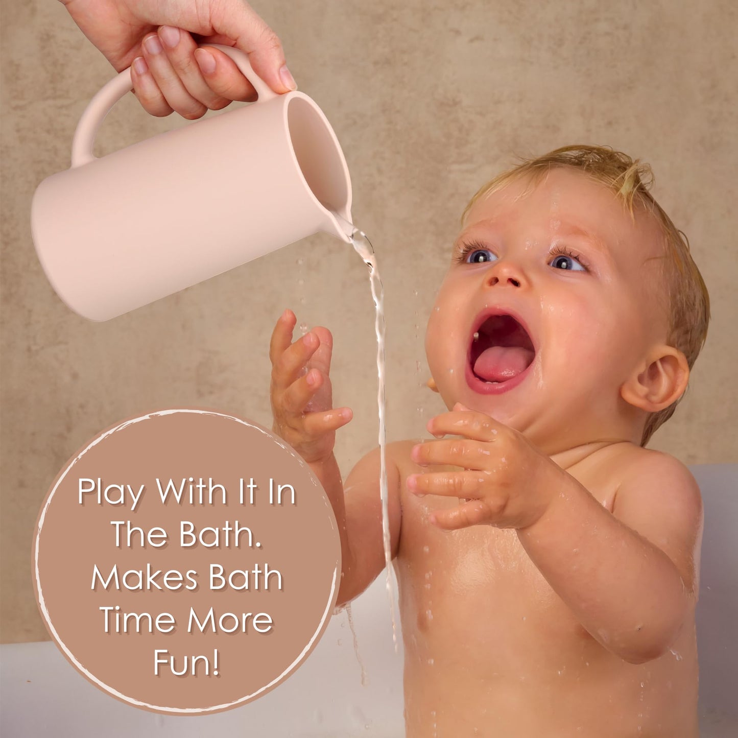 Baby Bath Rinse Cup, Food Grade Silicone Body Washing Rinser Cup (Light Gray)